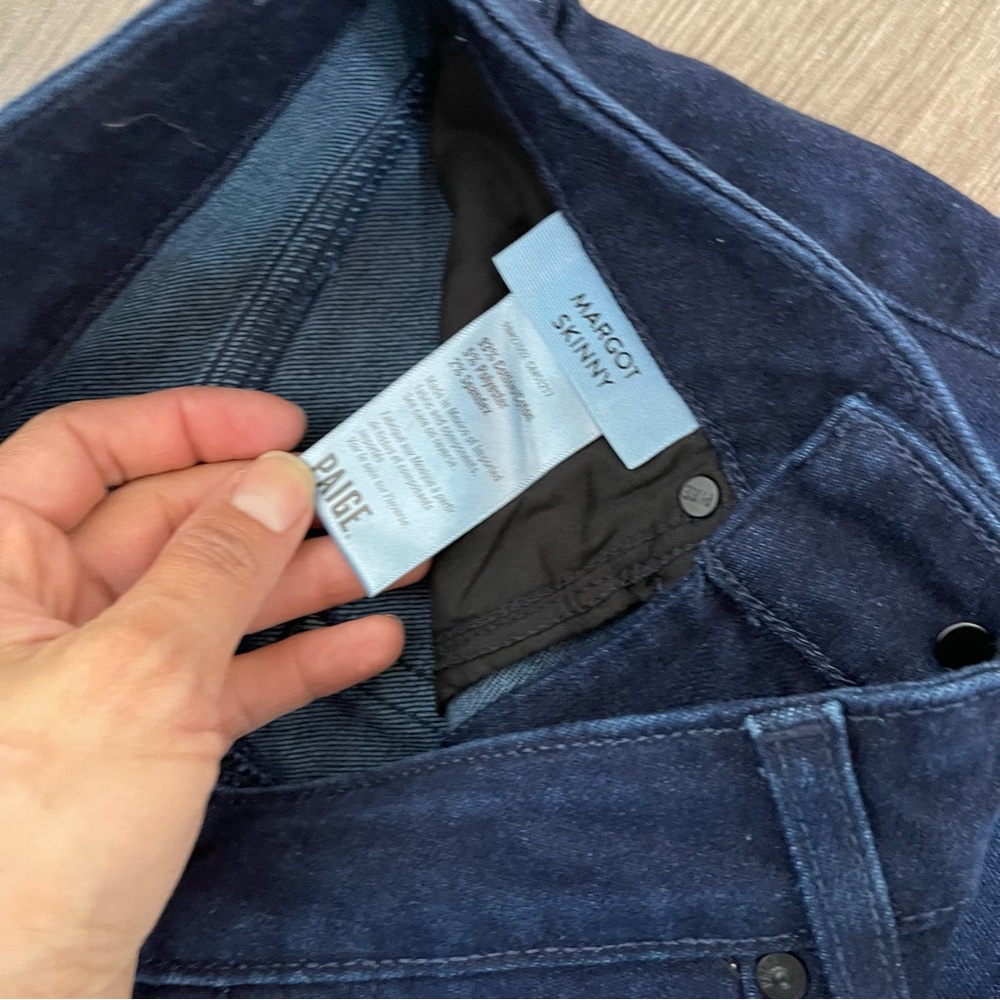 Paige Dark Blue Margot Skinny Jeans 24 - Picture 6 of 8